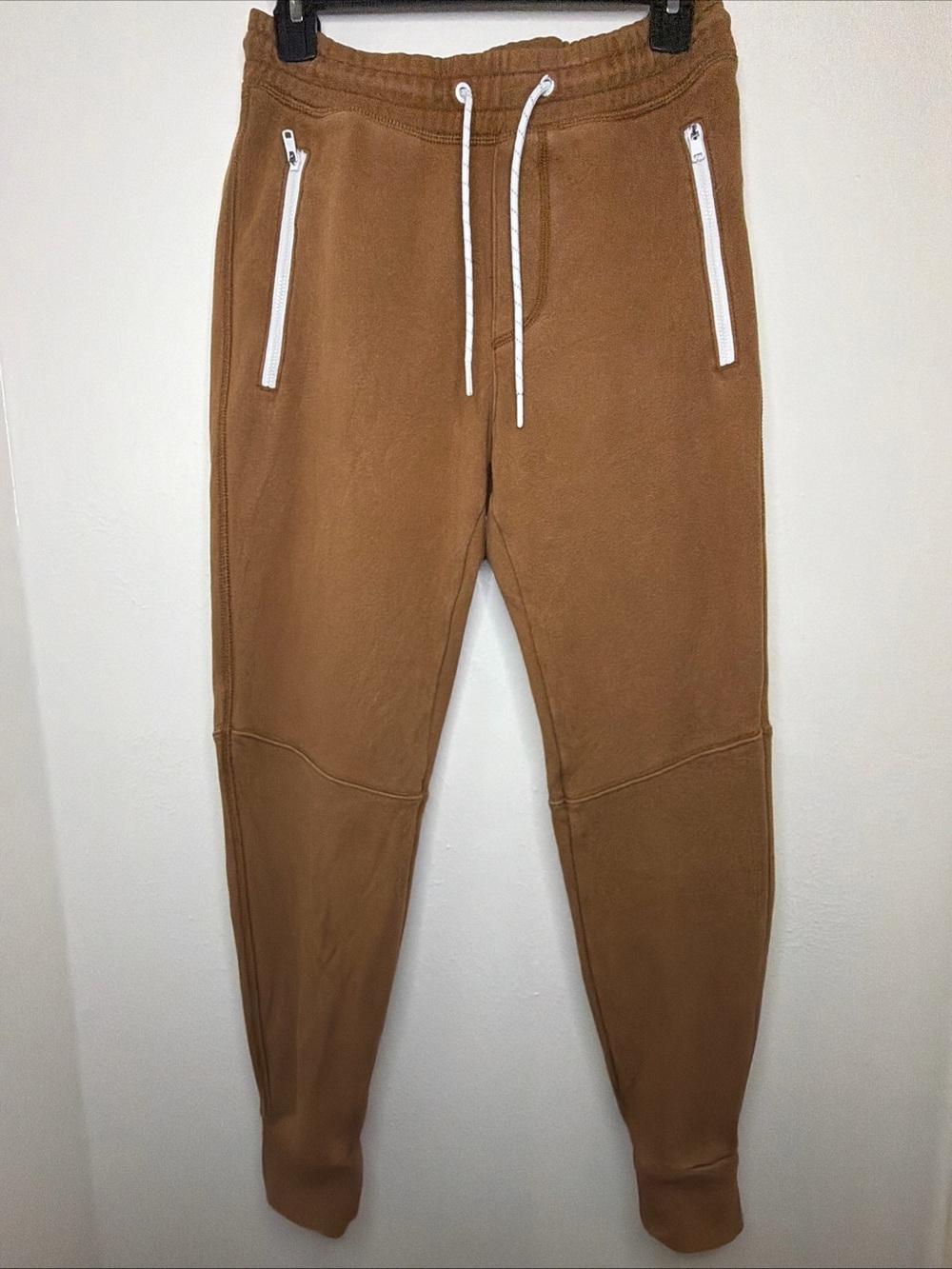American Eagle Men’s XS Brown Jogger Sweatpants White Zip Pockets